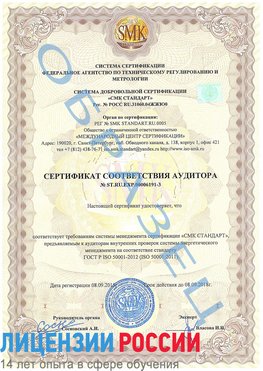 Образец сертификата соответствия аудитора №ST.RU.EXP.00006191-3 Заволжье Сертификат ISO 50001